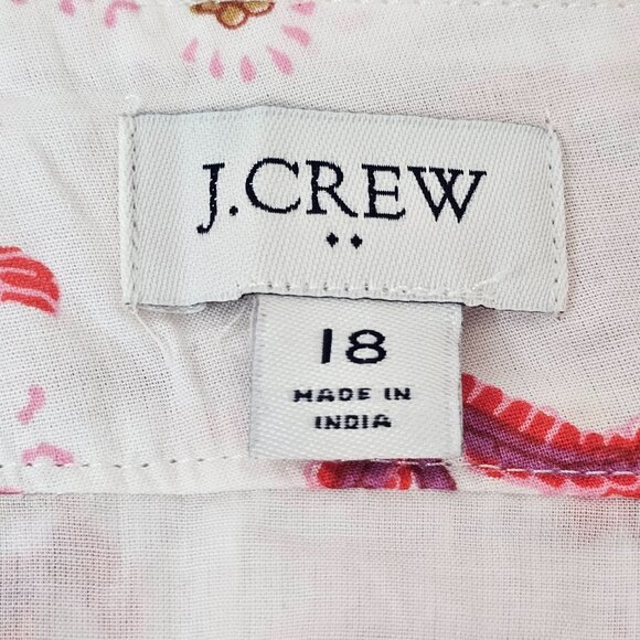 J Crew Women Floral Boho Skirt Midi Peasant Cotton Size 18 White Pink Orange - Picture 11 of 15